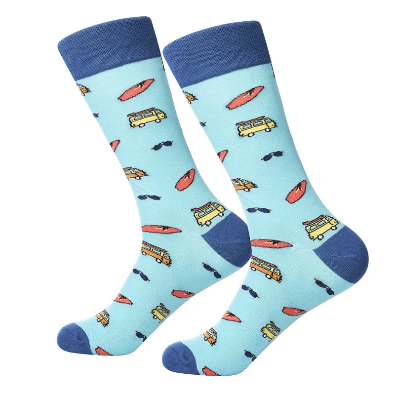 Men’s Abstract Ink Crew Socks – Creative Combed Cotton-Blend Everyday Socks