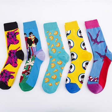 Illustration Crew Socks - Light Blue Pizza