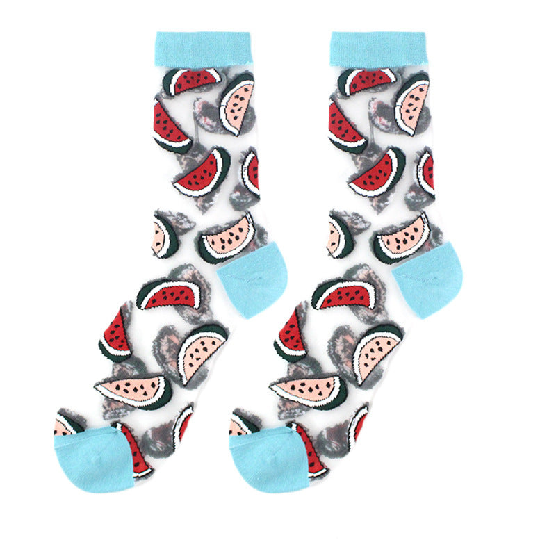 Nature Stories Sheer Art Crew Socks