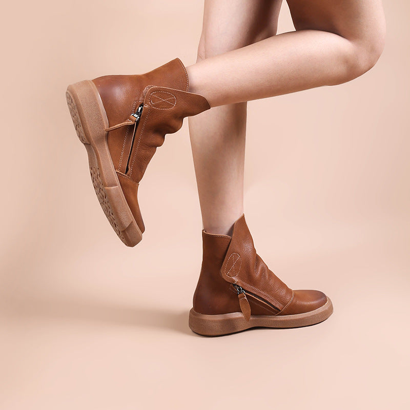 Women’s Leather Side-Zip Ankle Boots