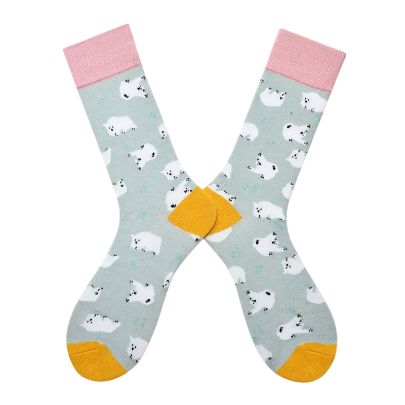 Women’s Cartoon Fruit High-Crew Socks – Playful Cotton-Blend Couple Socks