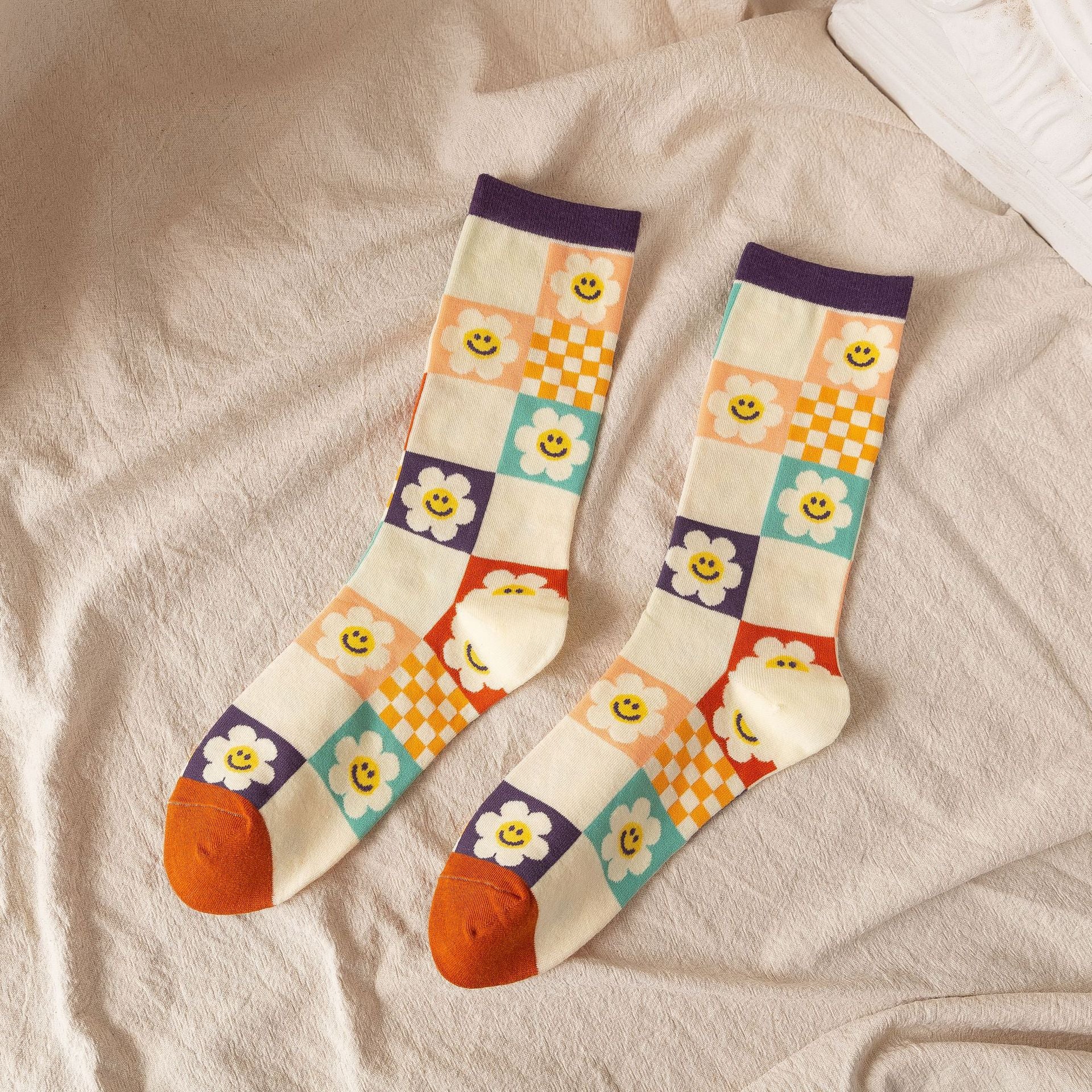 Women’s Sunflower Knee-High Socks – French-Inspired Preppy Sport Socks