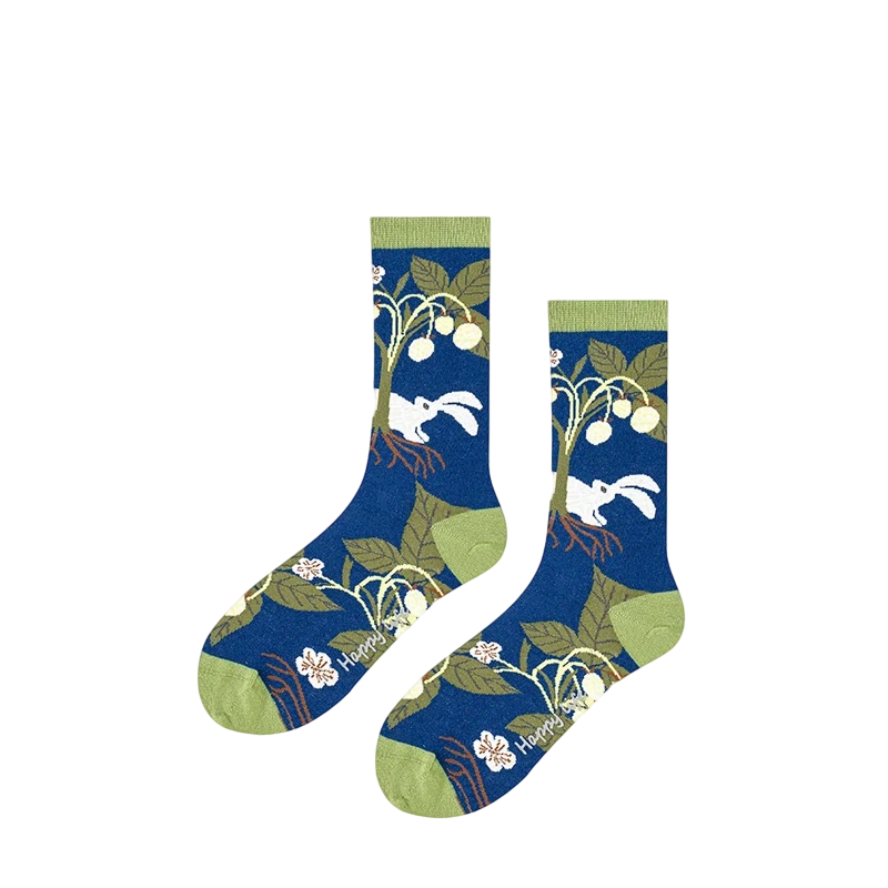 Women’s Museum-Inspired Animal High-Crew Socks – Cute Cotton-Blend Art Socks