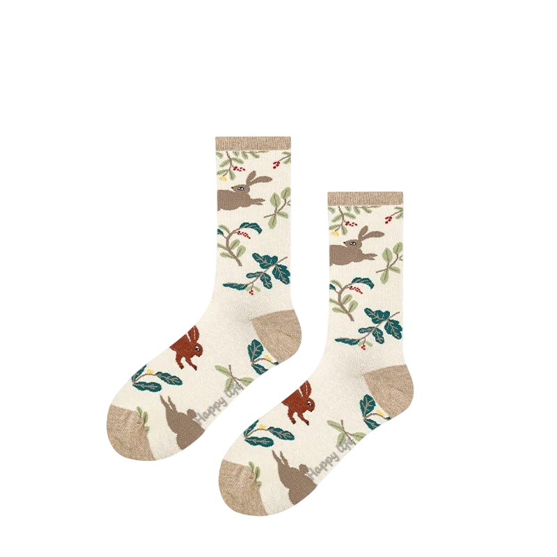 Women’s Museum-Inspired Animal High-Crew Socks – Cute Cotton-Blend Art Socks
