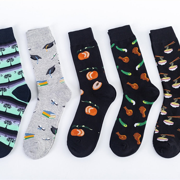 Graphic Casual Crew Socks - Gray Graduation Cap