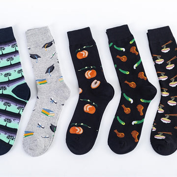 Graphic Casual Crew Socks - Gray Graduation Cap