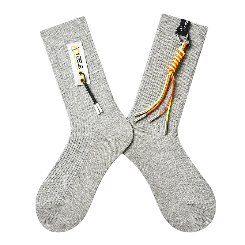 Women’s Safety-Pin Chain Crew Socks – Punk-Inspired Cotton-Blend Winter Socks