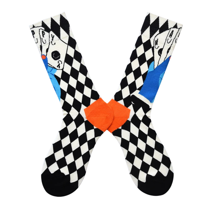 Women’s Geometric Forest Creature Crew Socks – Playful Nordic-Style Fashion Socks