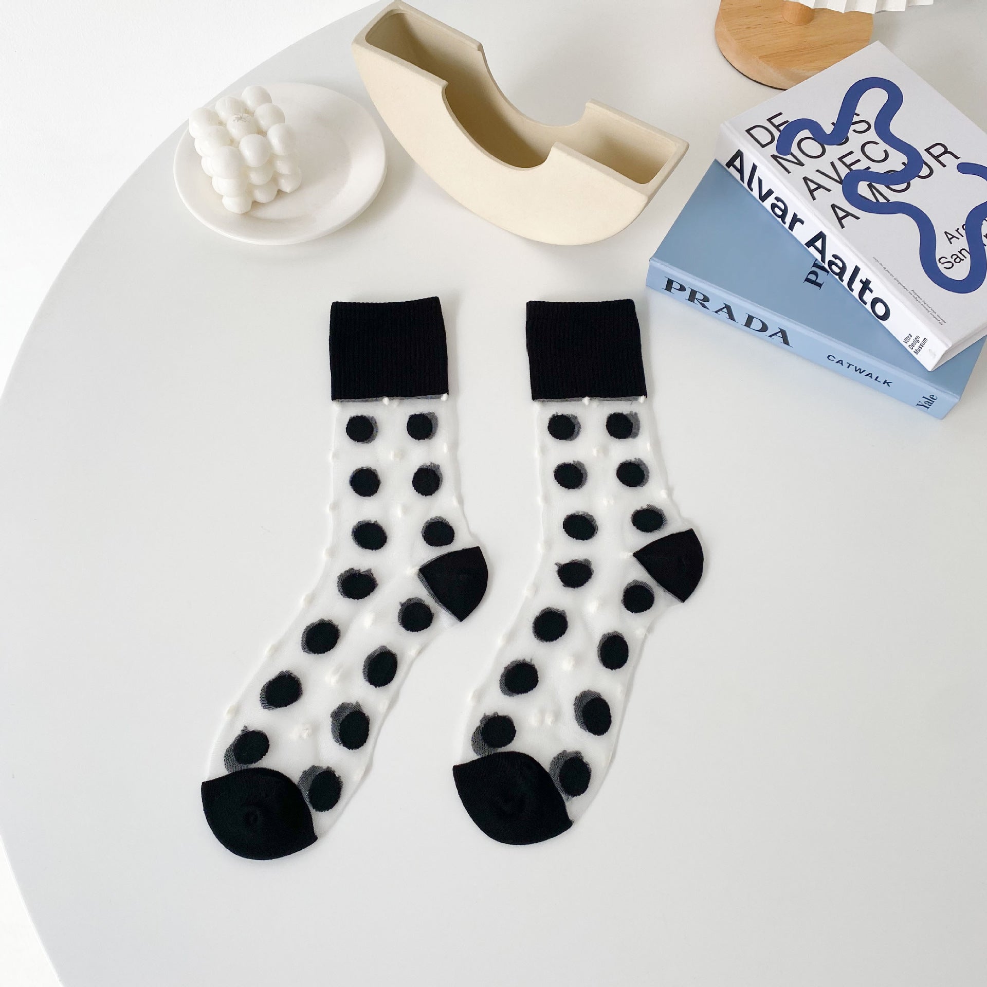 Mono Muse Sheer Stripe & Dot Crew Socks