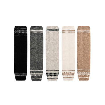 Women’s Gray Fair Isle Snowflake Leg Warmers – Slouchy Winter Boot Cuffs
