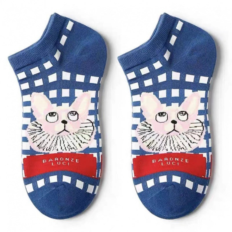 Unisex Vintage Storybook Low-Cut Socks – Japanese-Inspired Preppy Cotton Socks
