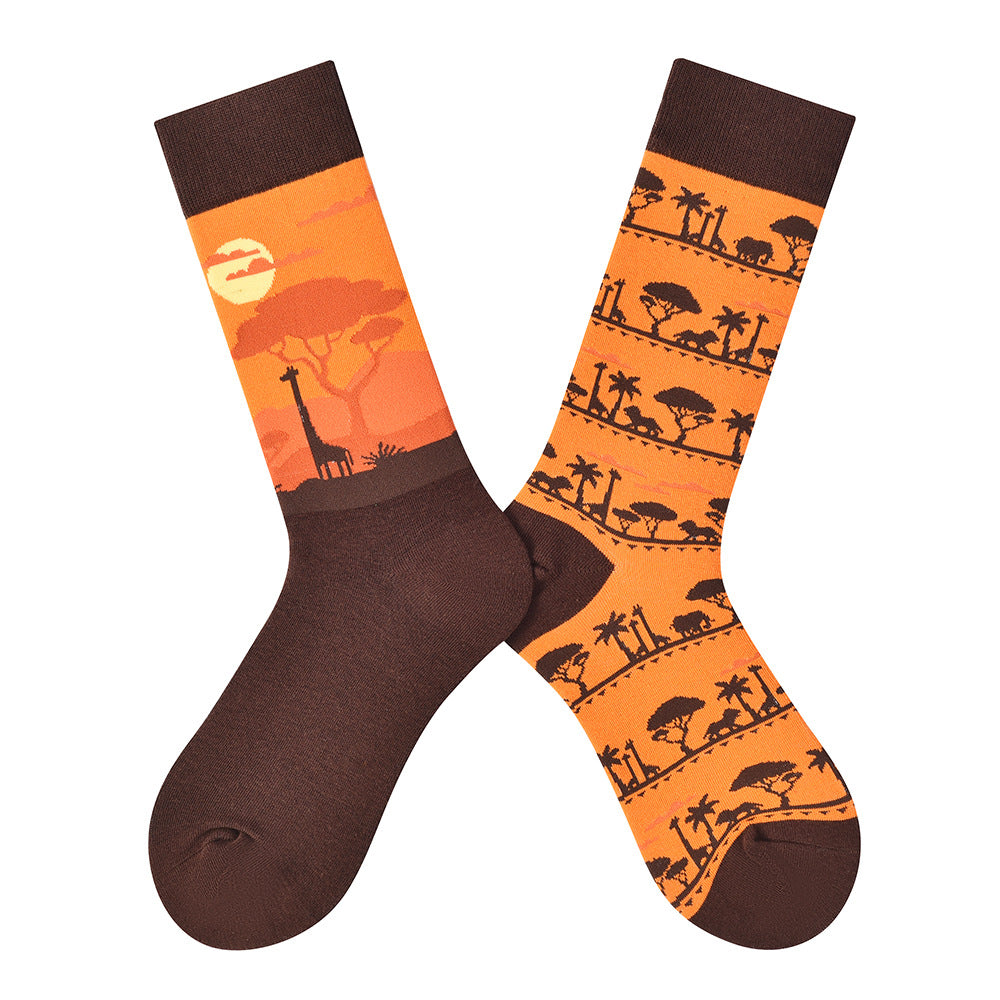 Women’s Asymmetric Pair Crew Socks – Playful Sporty Spring Casual Socks