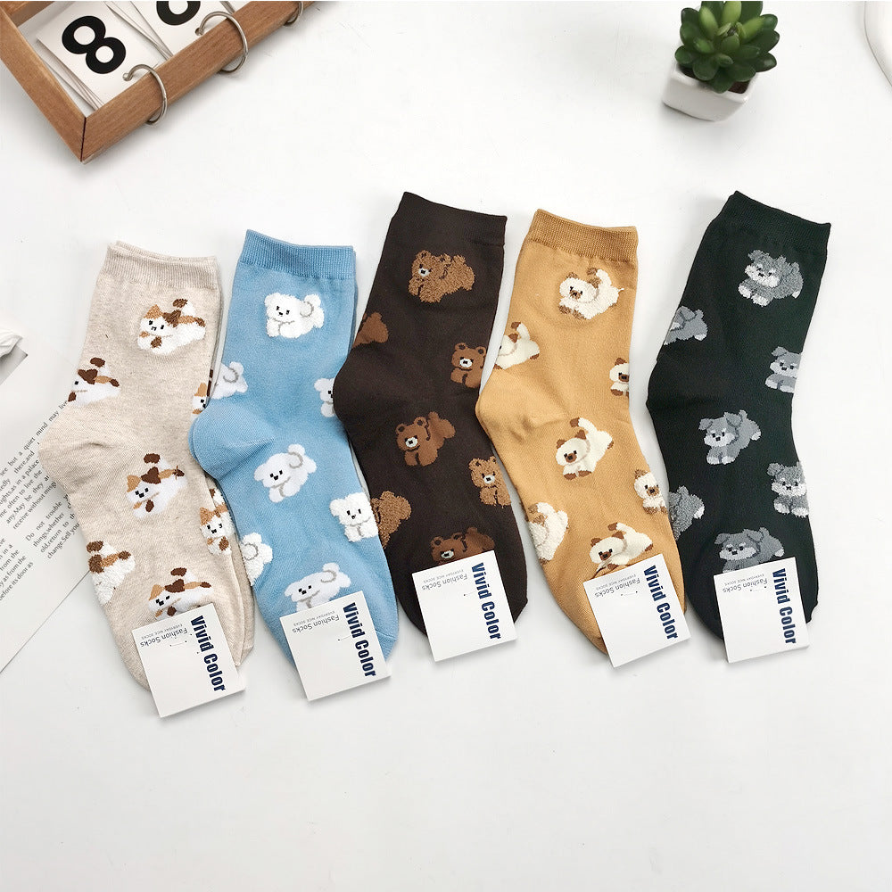 Women’s Campus Animal Crew Socks – Cute Moisture-Absorbing Cotton Socks