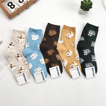 Women’s Campus Animal Crew Socks – Cute Moisture-Absorbing Cotton Socks