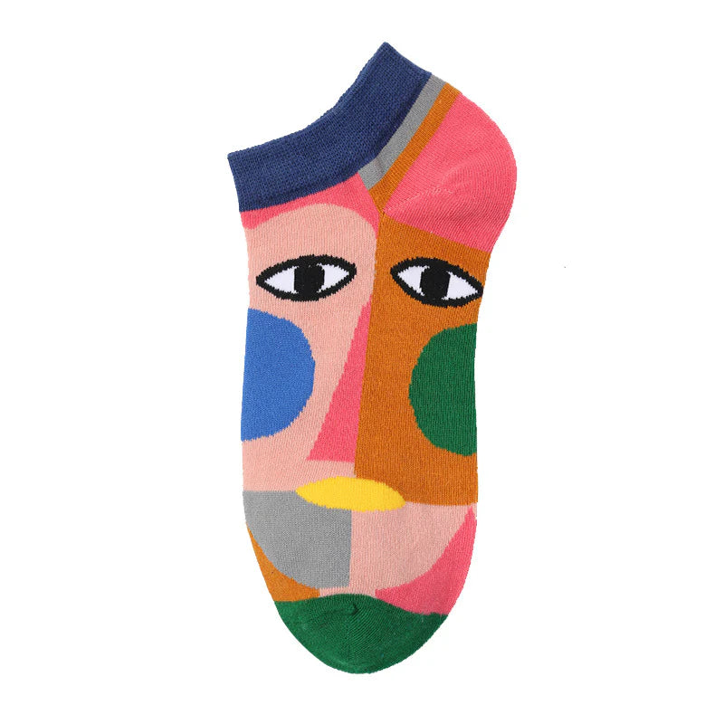 Unisex Fruit & Abstract Animal Boat Socks – Thin Cotton Summer No-Show Socks