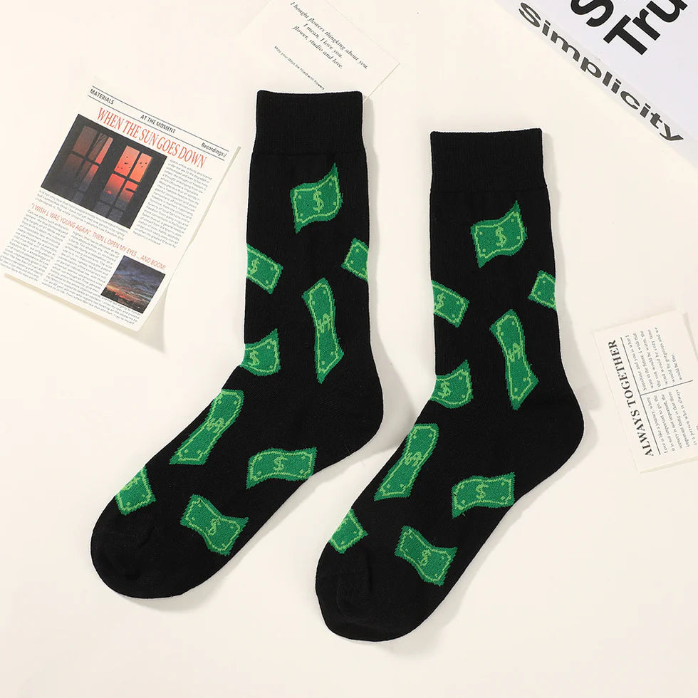 Unisex Whimsical Print Mid-Calf Socks – Lightweight Breathable Everyday Socks