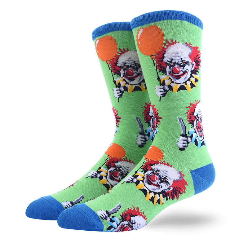 Men’s Illustrated Figure Mid-Calf Socks – Classic Streetwear Long Socks