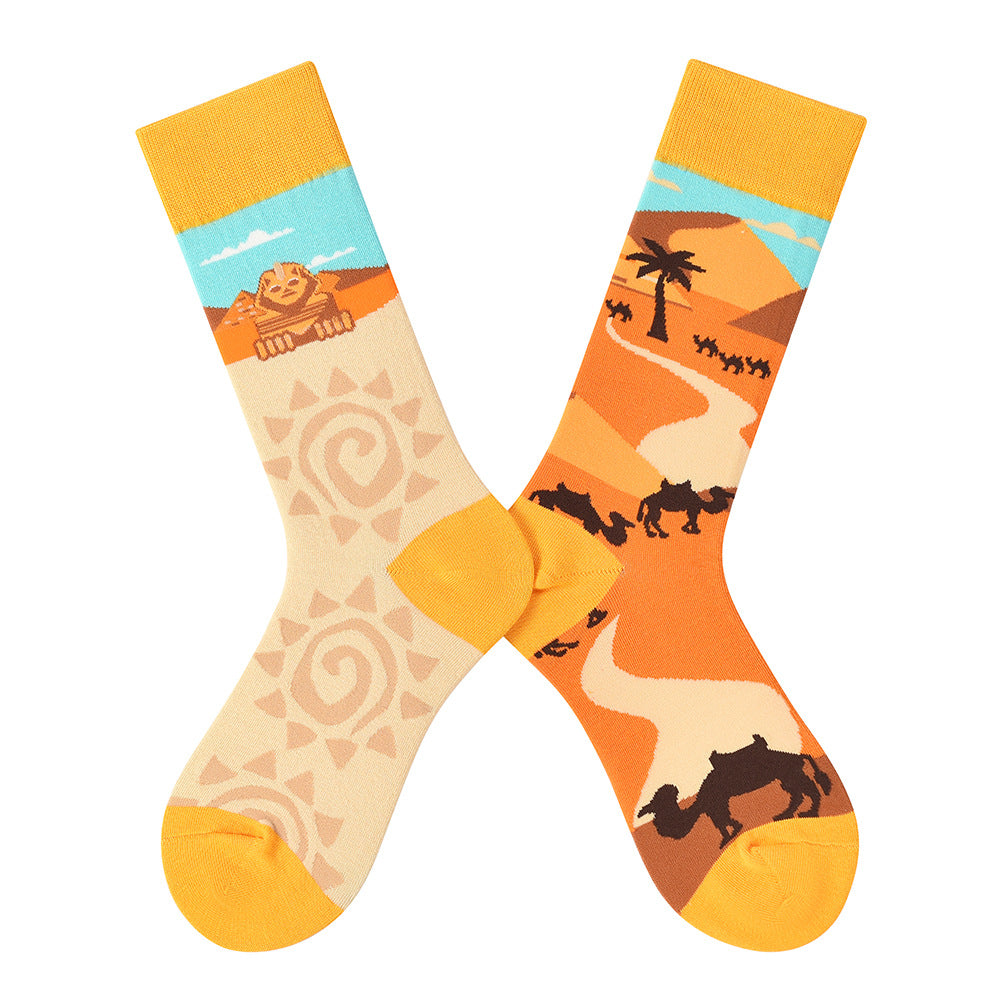Women’s Asymmetric Pair Crew Socks – Playful Sporty Spring Casual Socks