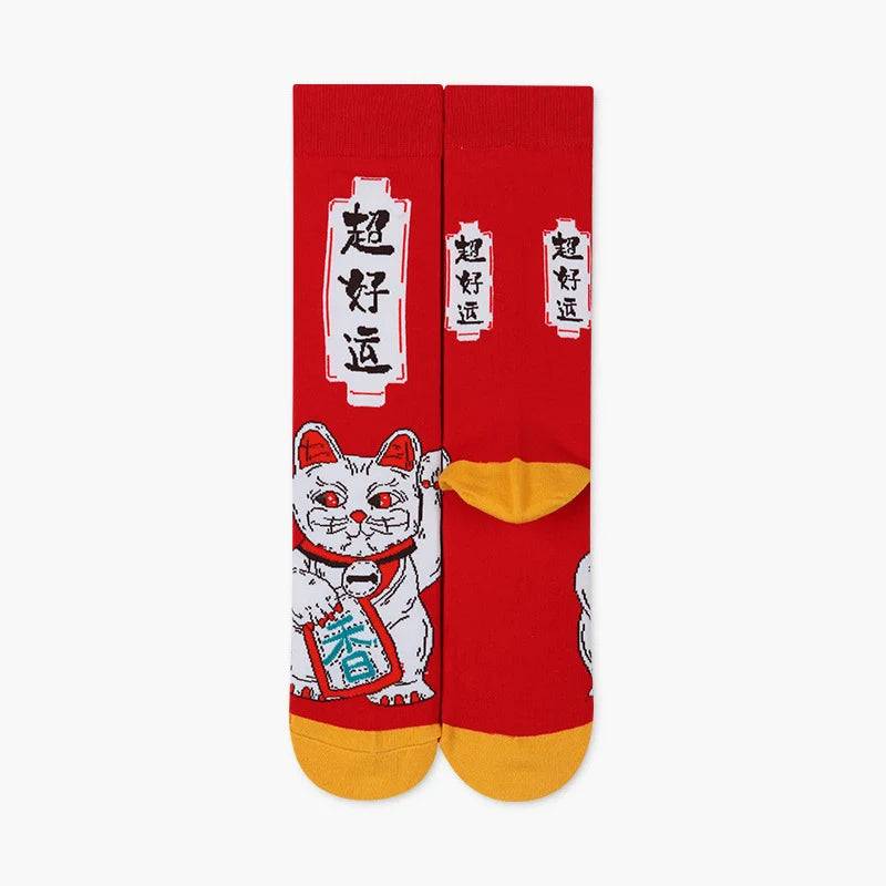 Family Matching Red Ox Long Socks – Chinese New Year Cotton-Blend Crew Socks