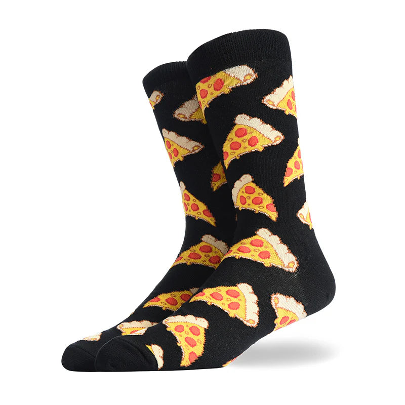 Men’s Diner Snack Mid-Calf Socks – Fun Cheeseburger and Fries Pattern Socks