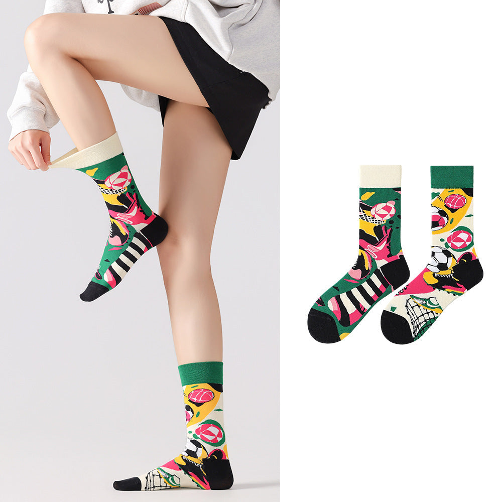 Odd Pair Stories Jacquard Crew Socks