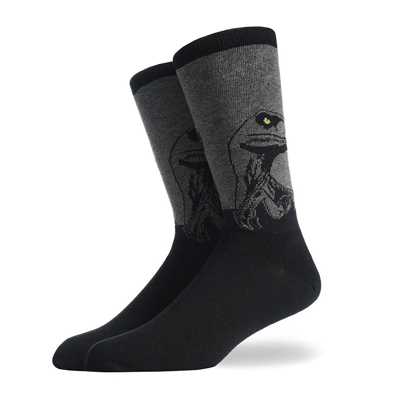 Men’s Burger & Fries Crew Socks – Novelty Cotton-Blend Socks for Fall Winter