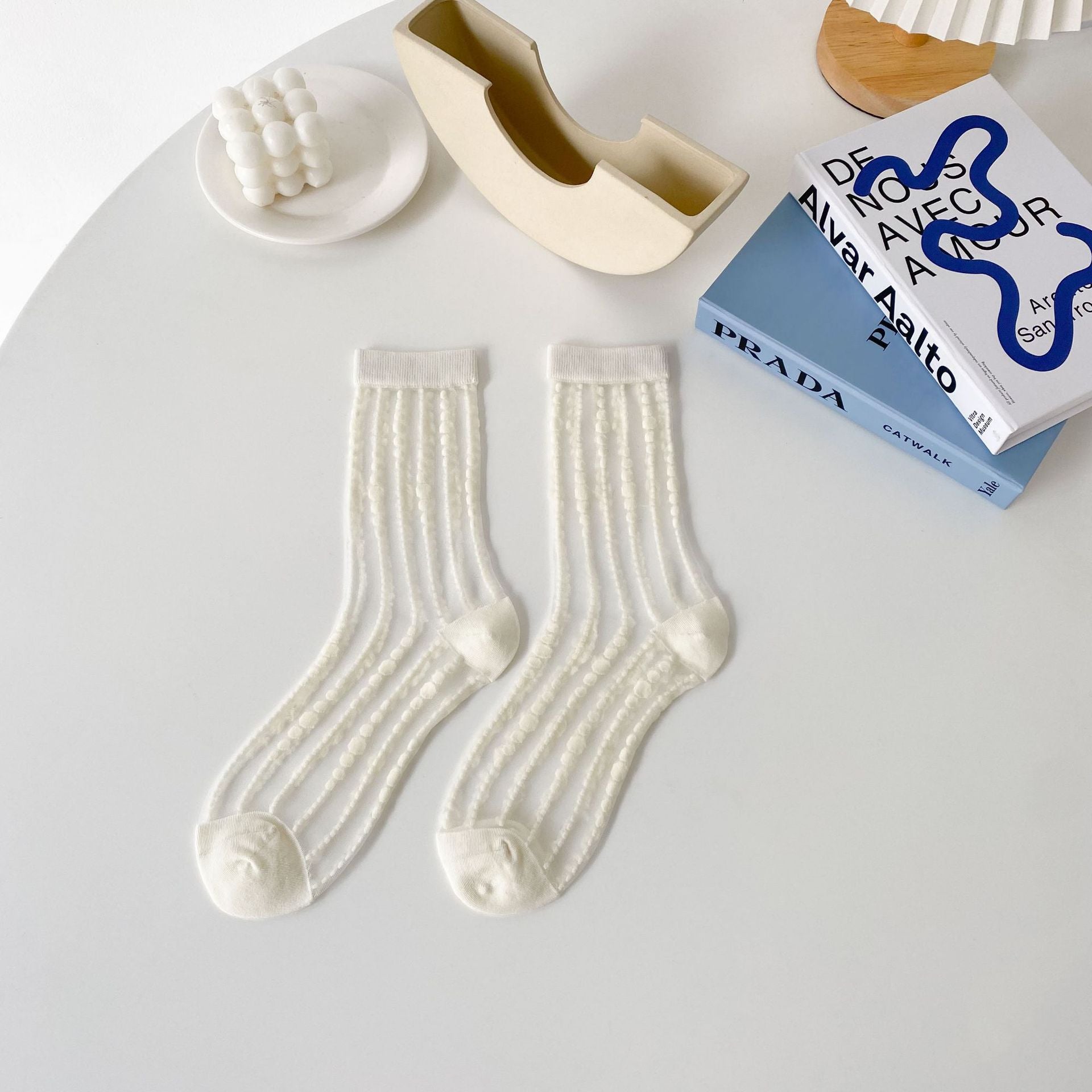 Mono Muse Sheer Stripe & Dot Crew Socks