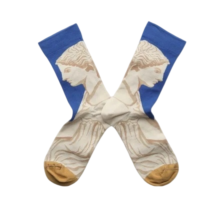 Women’s Maillard Animal Portrait Crew Socks – French-Inspired Vintage Art Socks