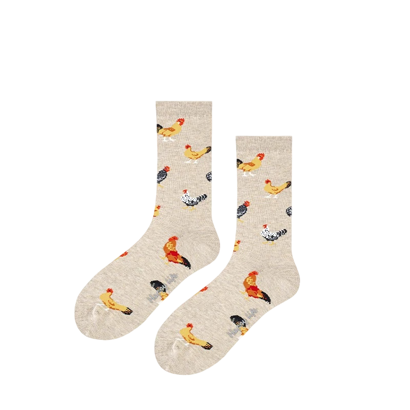 Women’s Painterly Woodland Crew Socks – Japanese-Inspired Cotton-Blend Socks