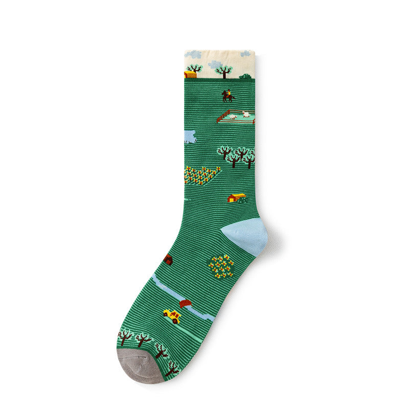 Gallery Edit Art-Inspired Combed Cotton Crew Socks