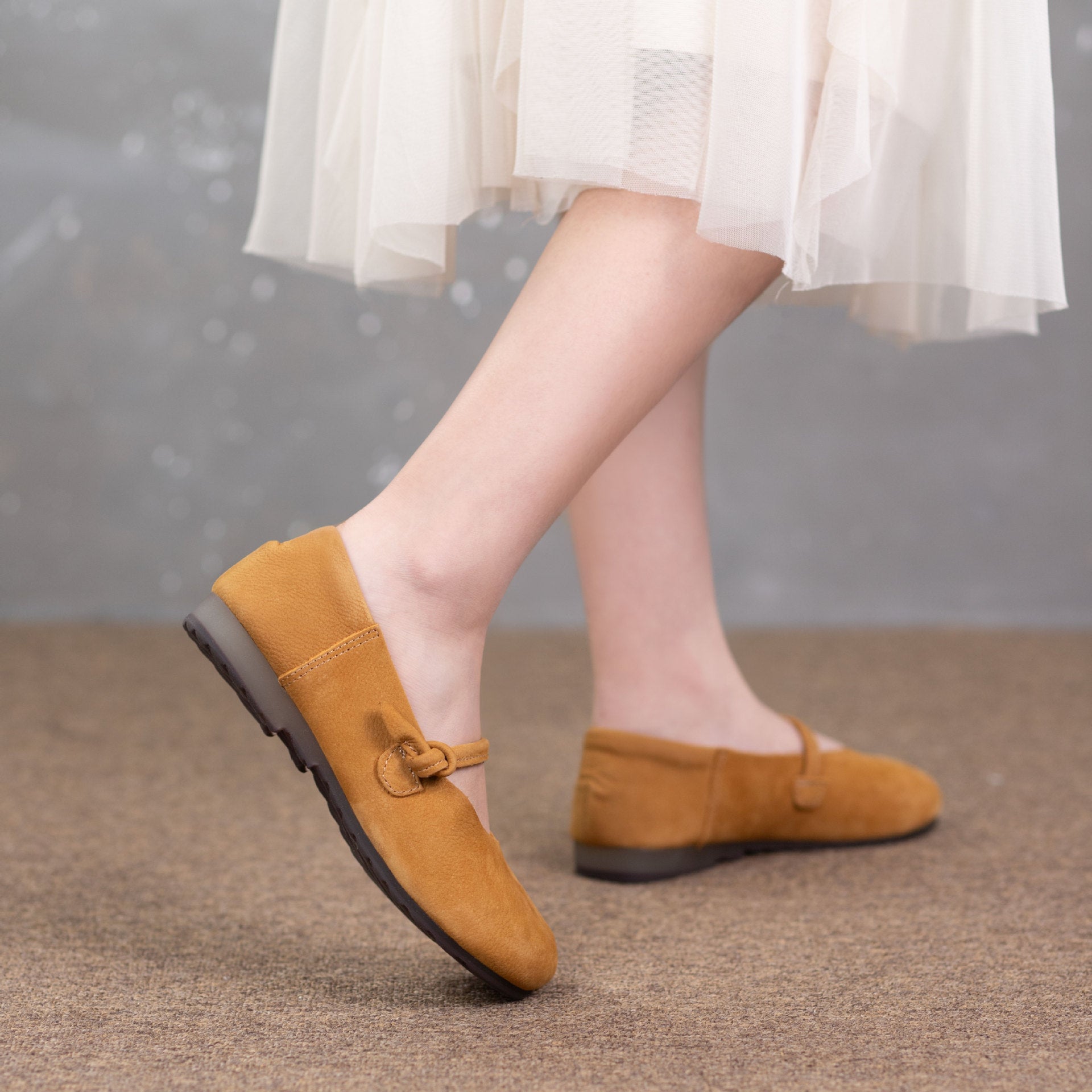 Women’s Nubuck Leather Mary Jane Flats