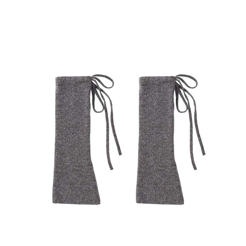 Women’s Gray Tie-Strap Leg Warmers – Slouchy Micro-Flare Calf Covers