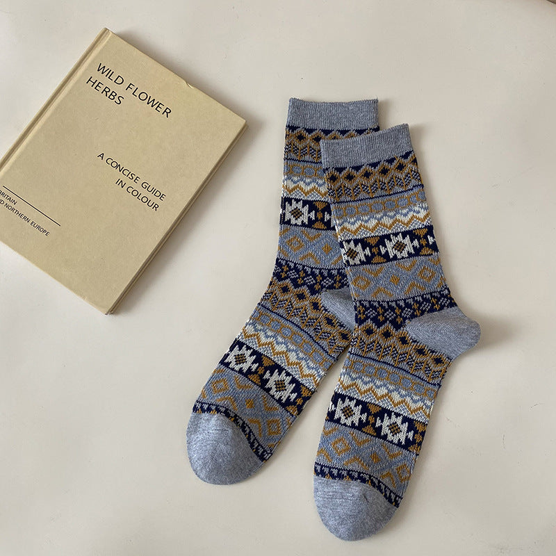 Women’s Renaissance Folk Wave Crew Socks – Vintage Pattern Cotton Socks