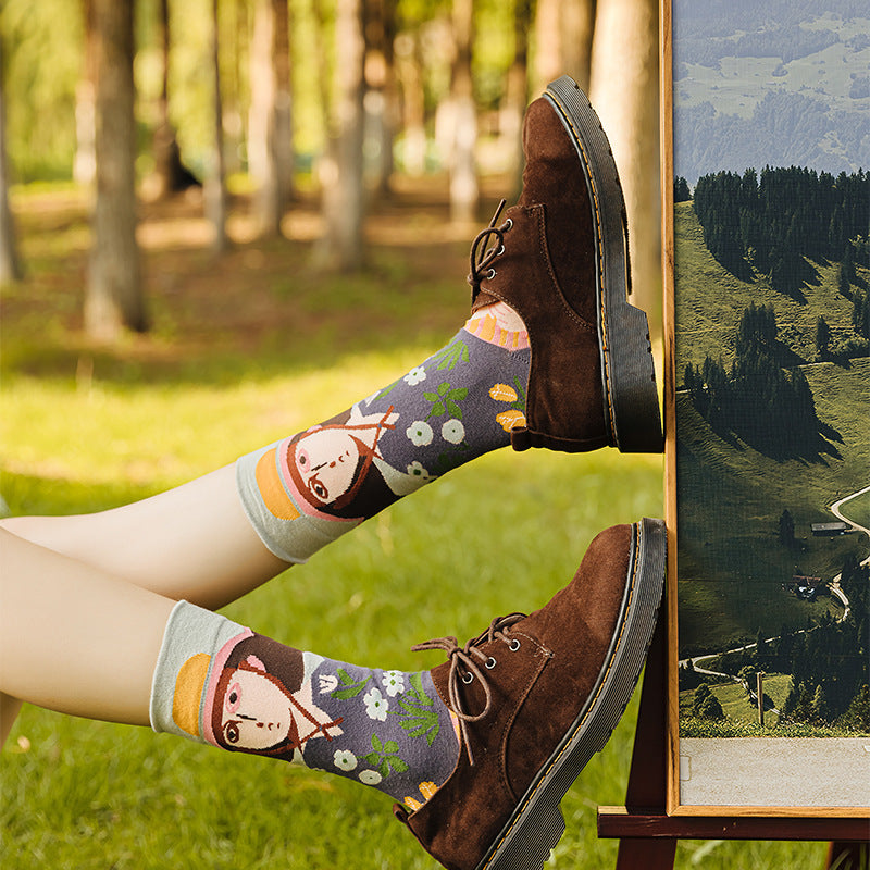 Van Gogh Art Collection Crew Socks — Women's Mid-Calf Cotton Gift Box