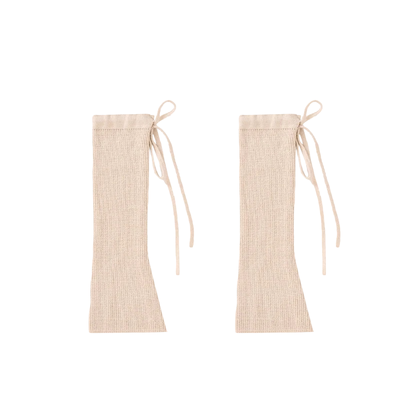 Women’s Cream Ribbed Boot Warmers – Minimal Flared Slouch Calf Socks