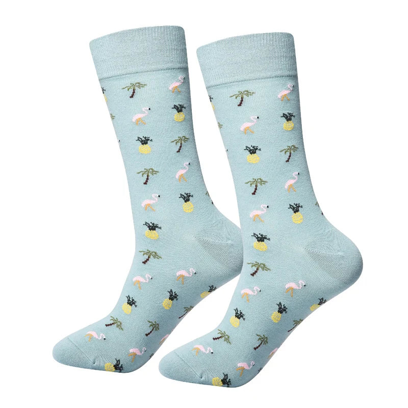 Men’s Abstract Ink Crew Socks – Creative Combed Cotton-Blend Everyday Socks