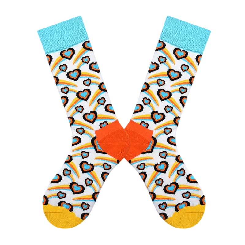 Women’s Playful Fauna Long Crew Socks – Cute Abstract Colorblock Casual Socks