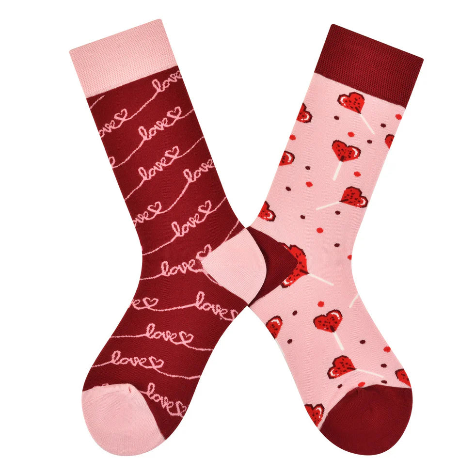 Women’s Playful Mismatched Long Crew Socks – Hand-Finished Jacquard Fashion Socks