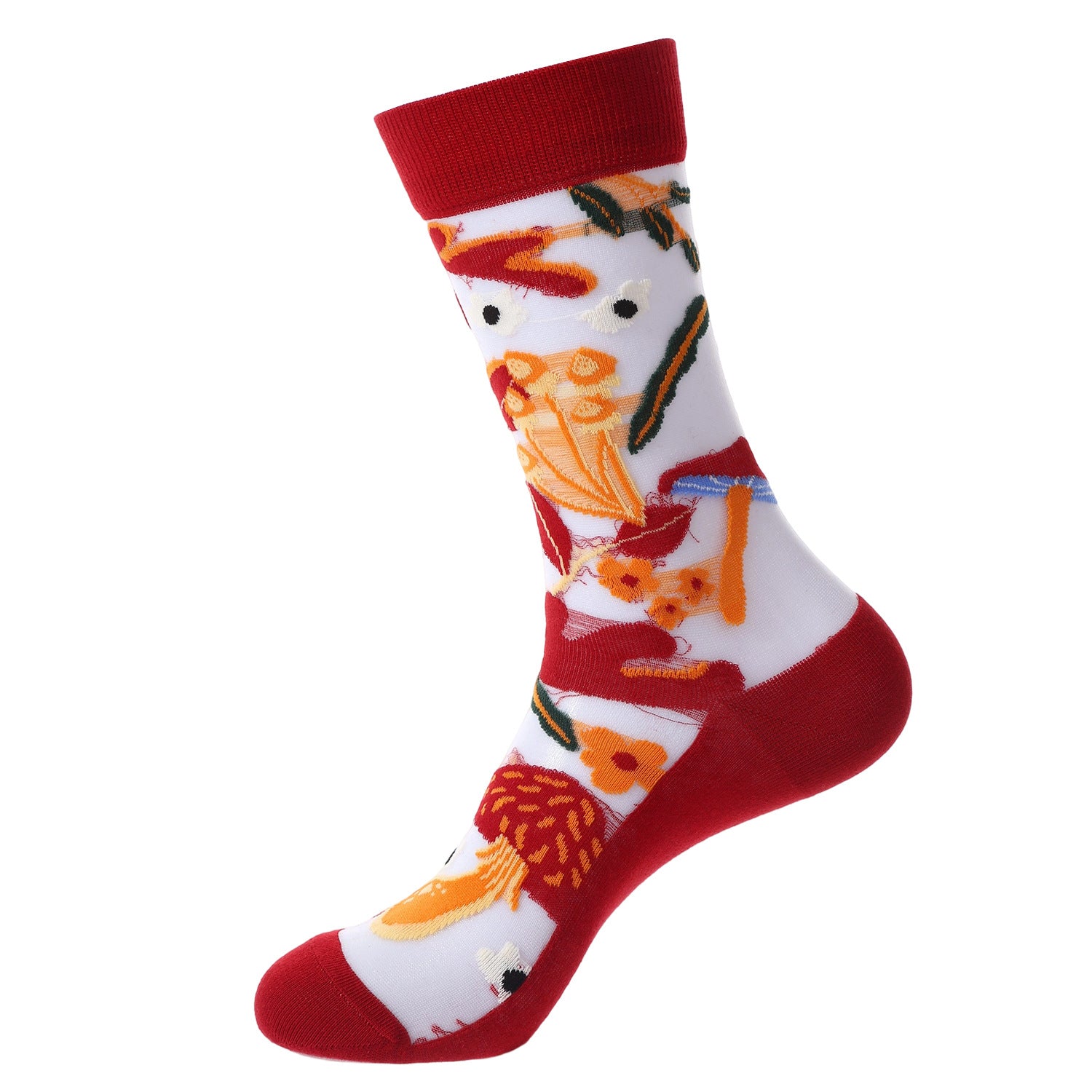 Sheer Floral Butterfly Crew Socks