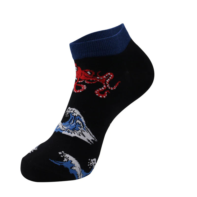 Unisex Fun Fruit & Sea Animal No-Show Socks – Thin Summer Cotton Boat Socks