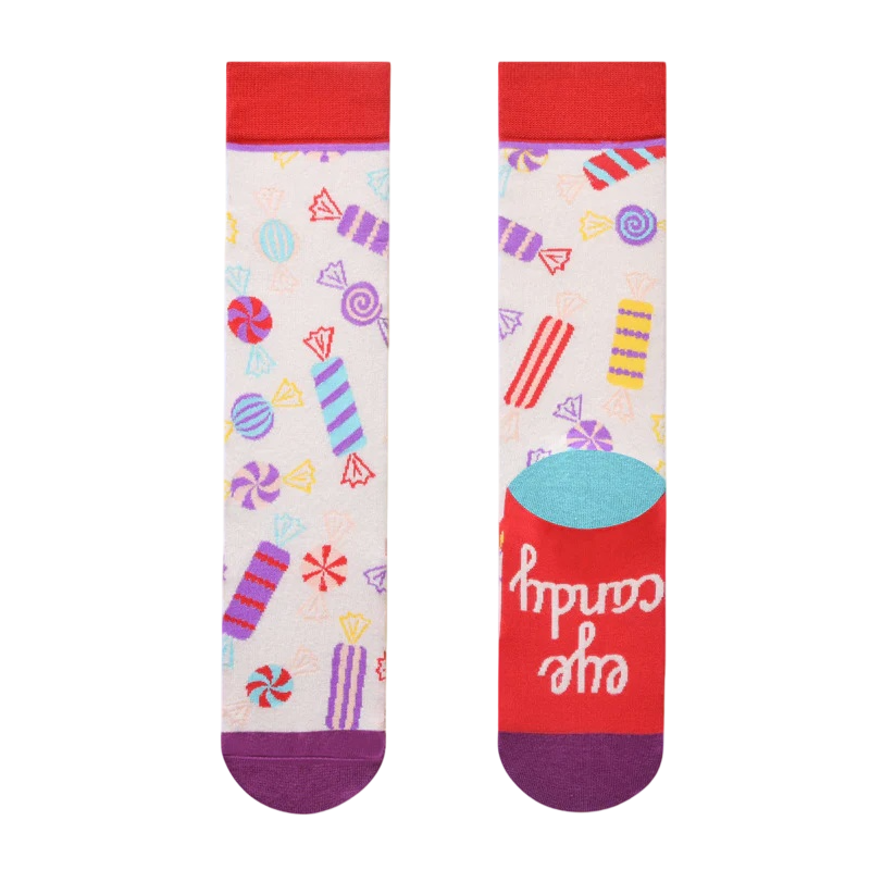Women’s Eclectic Graphic Crew Socks – Fun Cotton-Blend Socks for Spring Autumn
