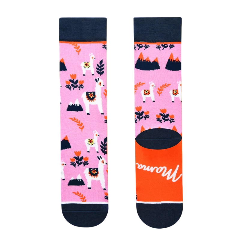 Women’s Quirky Illustration Long Crew Socks – Casual Cotton-Blend Art Socks