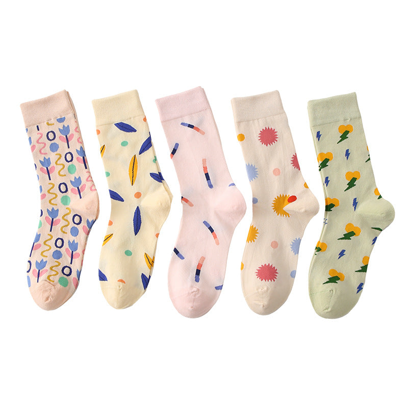 Women’s Korean-Inspired Embroidered Crew Socks – Cute Transitional Season Socks