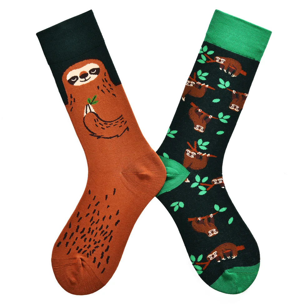 Women’s Split-Design Jacquard Crew Socks – Hand-Linked Cotton-Blend Novelty Socks