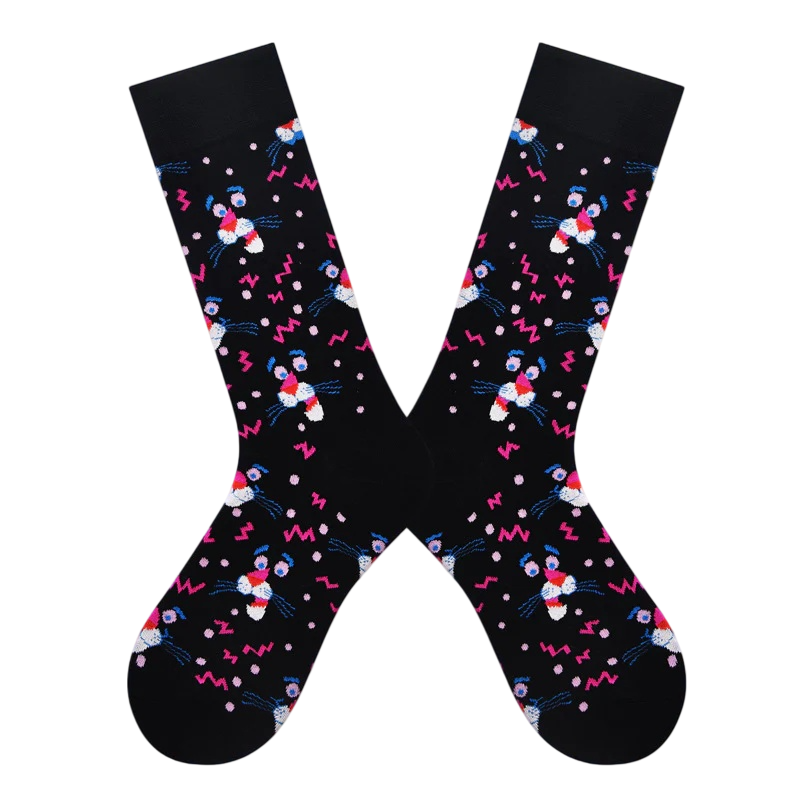 Women’s Nordic Cartoon Wildlife Long Socks – Cute Multicolor Geometric Socks