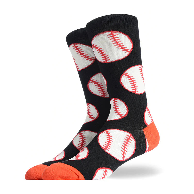 Men’s Burger & Fries Crew Socks – Novelty Cotton-Blend Socks for Fall Winter