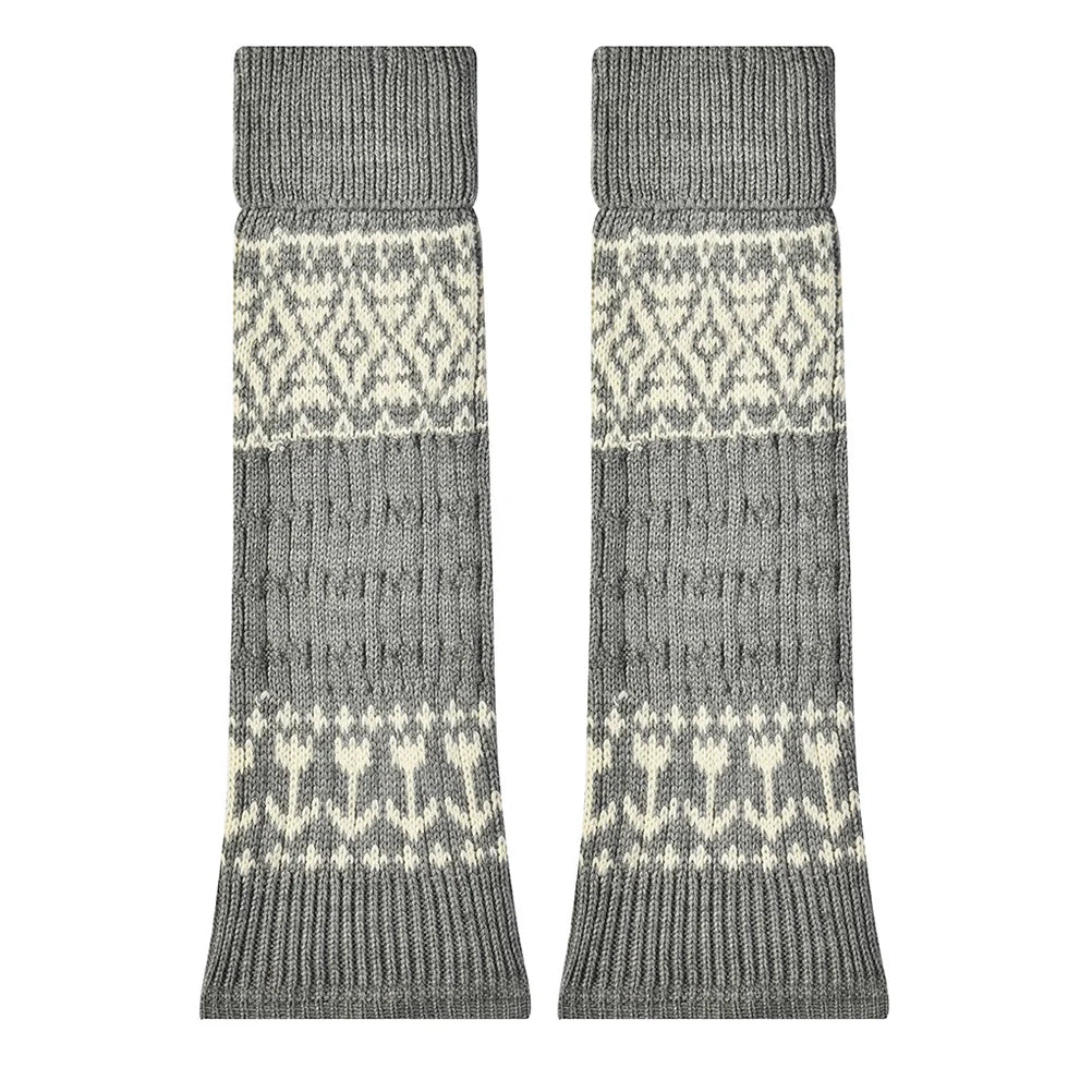 Women’s Nordic Heritage Boot Warmers – Cozy Patterned Mid-Calf Knit Covers