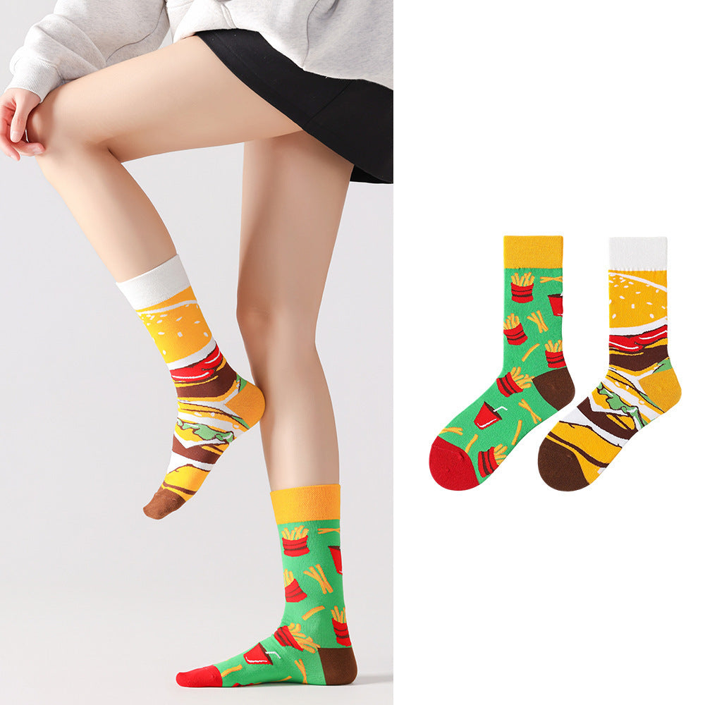 Odd Pair Stories Jacquard Crew Socks