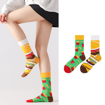 Odd Pair Stories Jacquard Crew Socks
