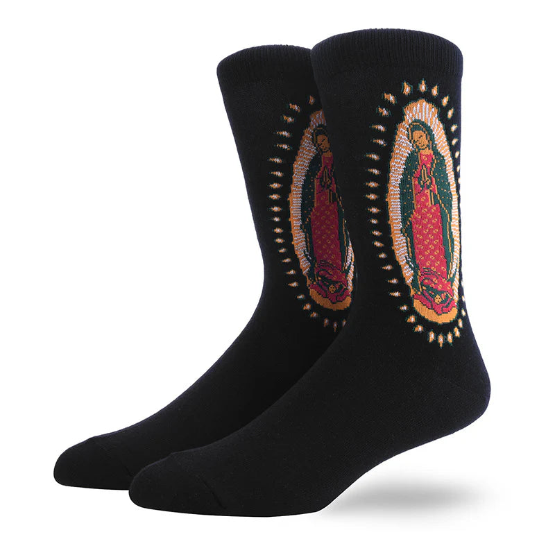 Men’s Retro Portrait Crew Socks – Vintage-Inspired Winter Casual Socks